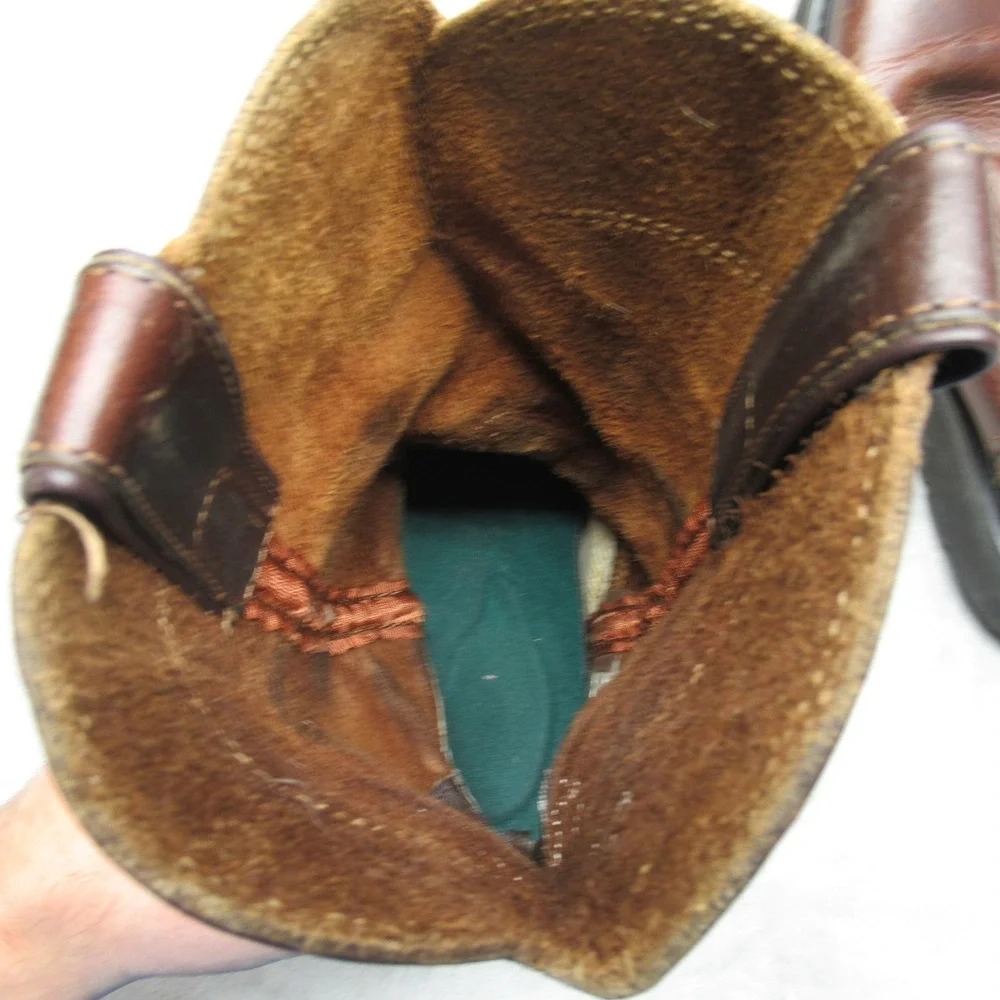Justin Mens Boots 9.5 M Brown Leather Pull On‎ Cowboy Riding Roper Rugged Work